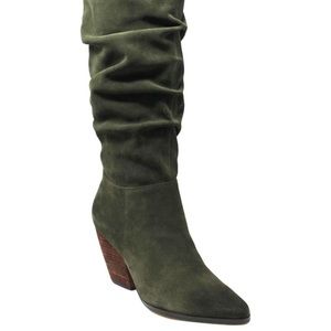 NEW Charles David Olive Green Suede Slouch Boots